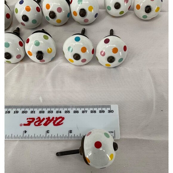 Set Of 16 Multicolor Polka Dot Ceramic Drawer Knobs - Picture 5 of 6